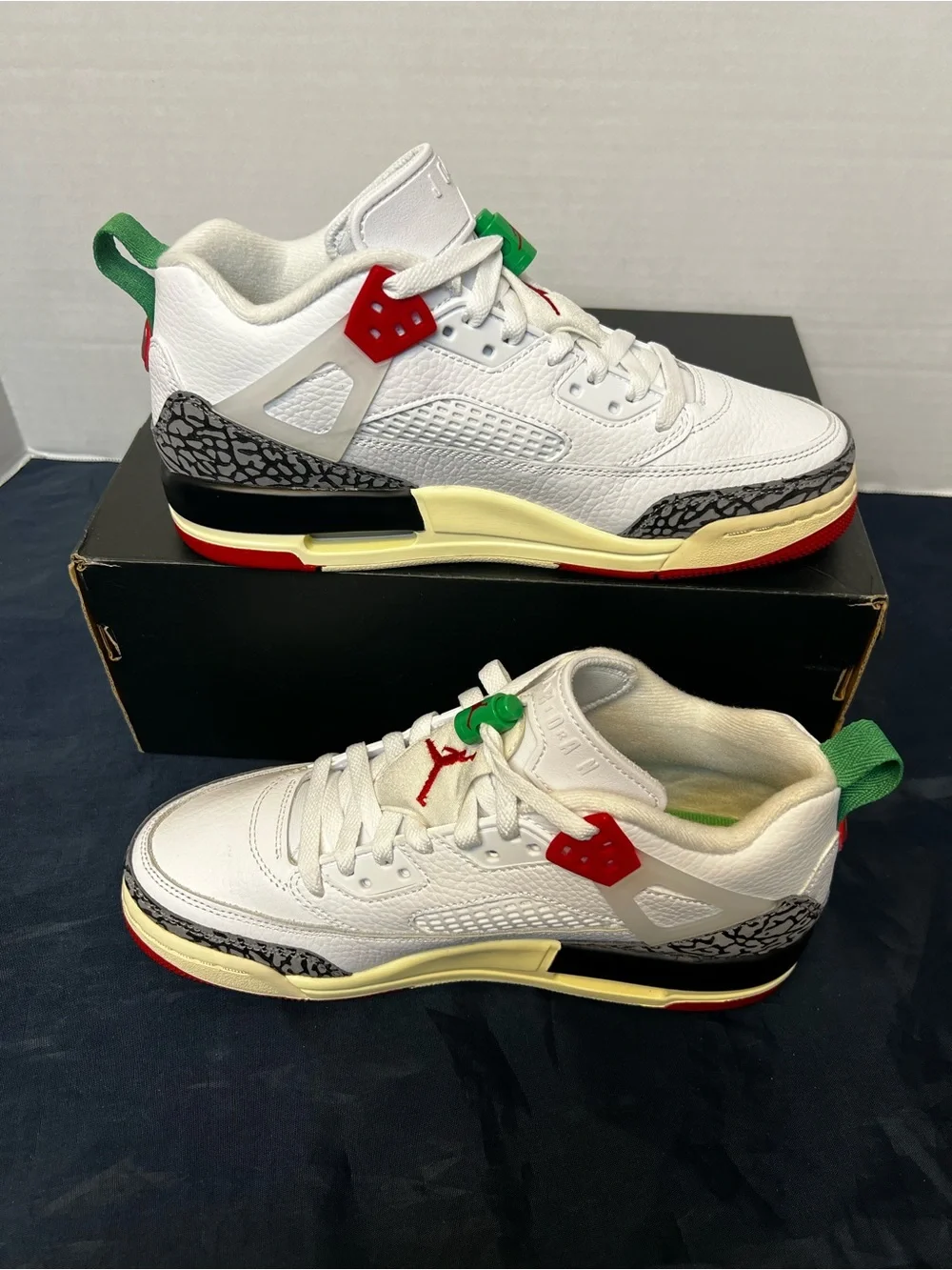 Jordan White, Red & Green Men's Basketball Sneakers
